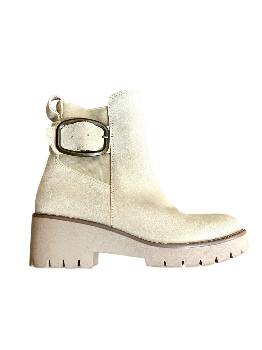 Blondo Daliha Water Proof Ankle Boot Lug Sole Suede Bootie Tan Size 6.5